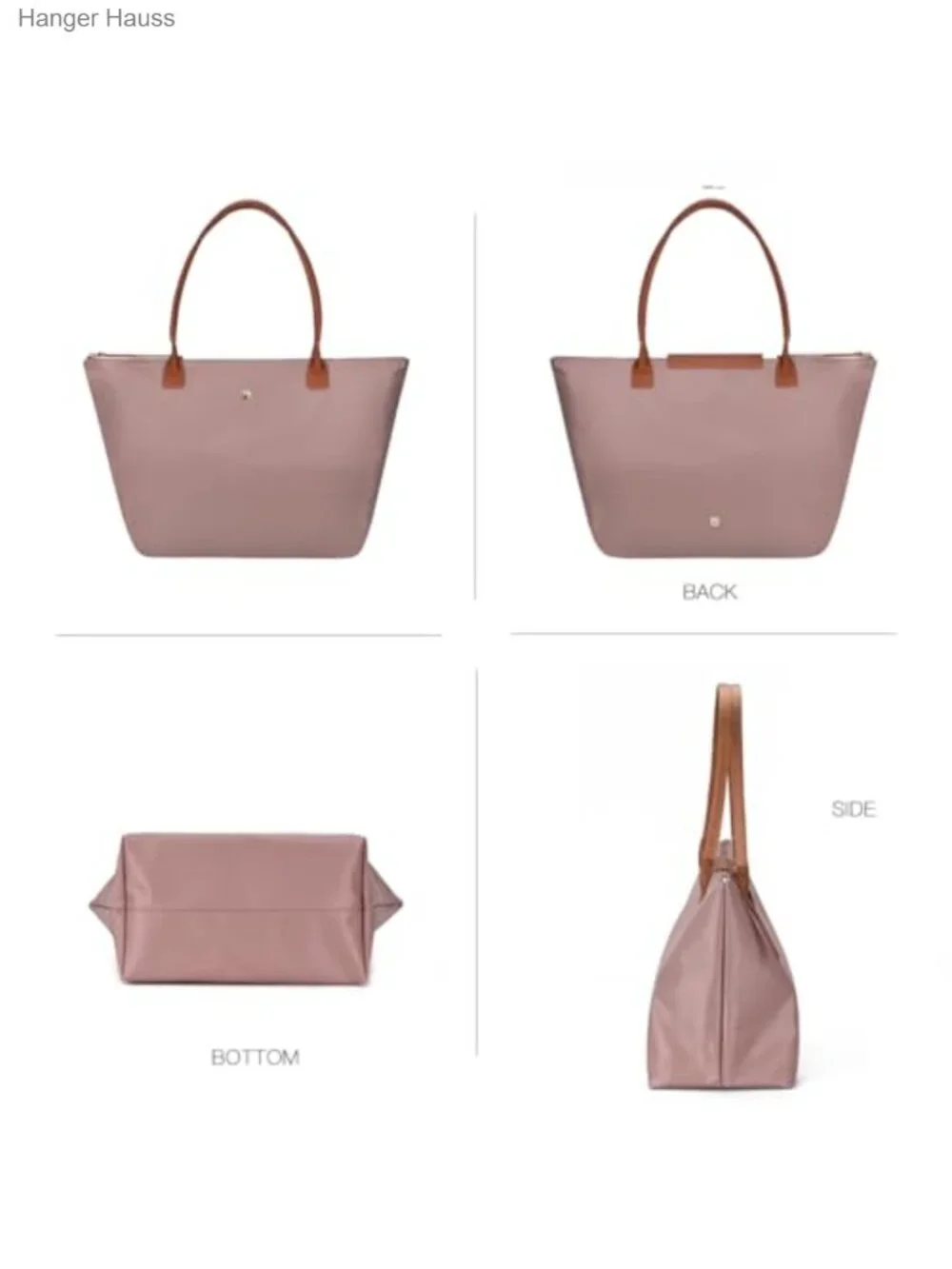 Nylon Tote Bag for Women - Foldable Shoulder Bag with Zipper, Laptop Tote